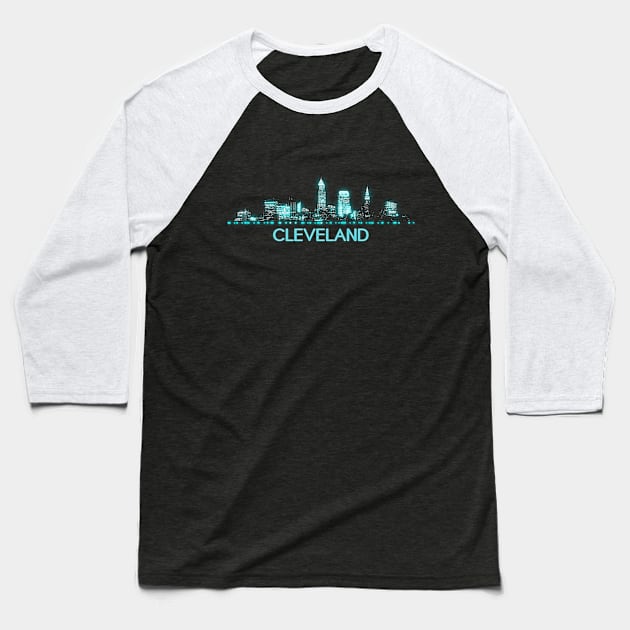 Cleveland Skyline Baseball T-Shirt by Jared S Davies